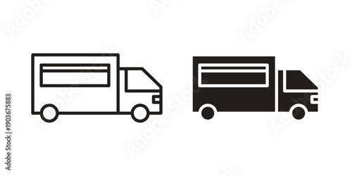 Food truck icon vector on trendy design. Outline vector stock illustration.