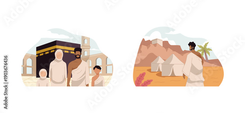Hajj Pilgrimage Illustration Set