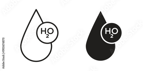 H2o icon vector on trendy design. Outline vector stock illustration.