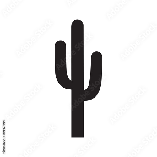 Simple Cactus Silhouette Vector Icon – Minimal Desert Plant Illustration