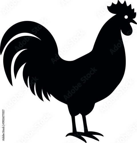 Rooster Silhouette Standing Side View