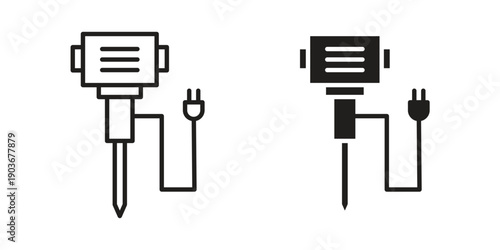 Hydraulic breaker icon vector on trendy design. Outline vector stock illustration.