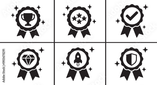 Approval check icon set with verified, confirmed, validated symbols for UI, web, app, business design