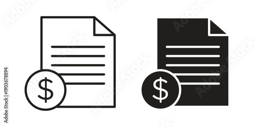 Invoice icon vector on trendy design. Outline vector stock illustration.