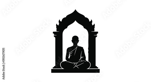 Monk sitting in meditation represents the pursuit of inner peace and serenity.