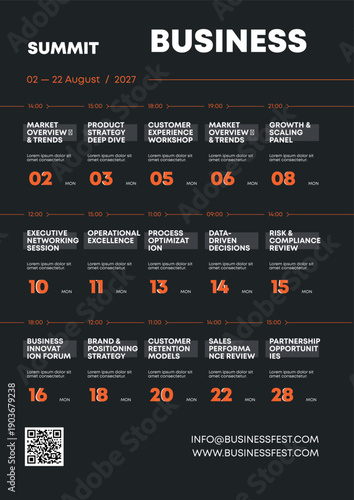 Event Release Calendar Poster with Event Schedule