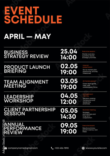 Event Release Calendar Poster with Event Schedule