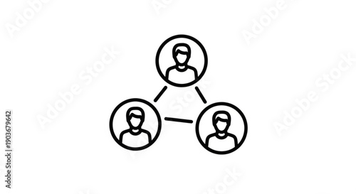 Three people connected in a professional network