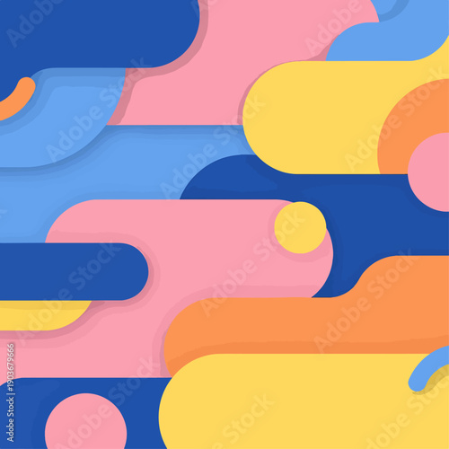 Groovy abstract pattern with tangled loops on beige background. Psychedelic wavy design in retro 60-70s style.