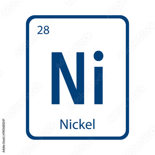 Nickel element symbol on periodic table background