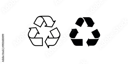 Recycle symbol vector illustration. outline recycling icon concept with arrows in triangular shape. environmental protection in flat style