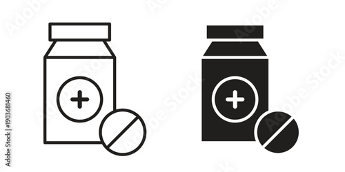 Medicine bottle icon vector on trendy design. Outline vector stock illustration.