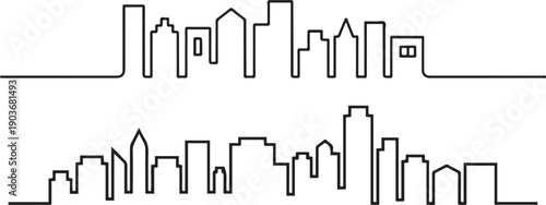 Set of continuous one line buildings.one line icon illustration with white background