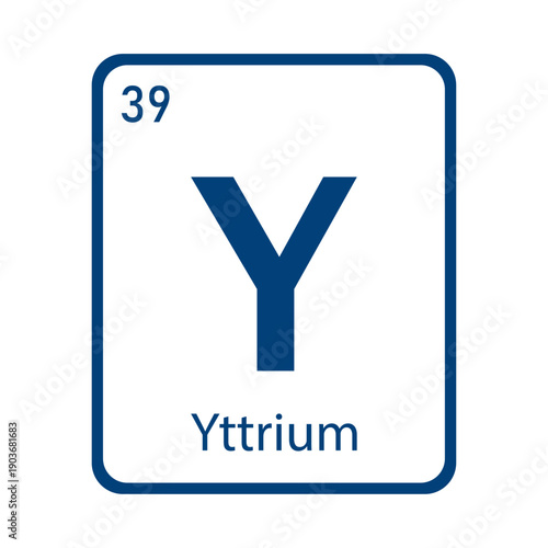 Yttrium chemical element symbol Y on periodic table