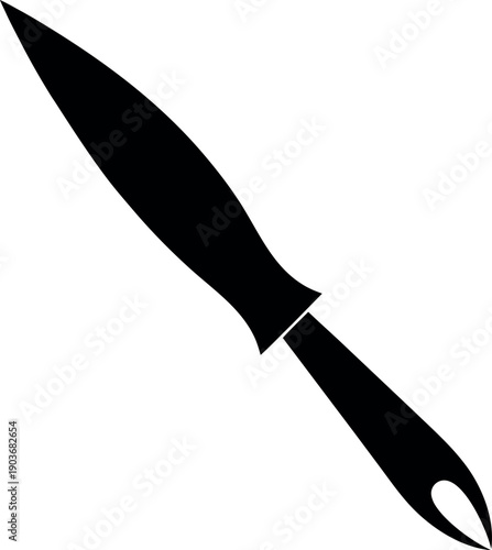 Silhouette of pointed knife with simple handle illustration