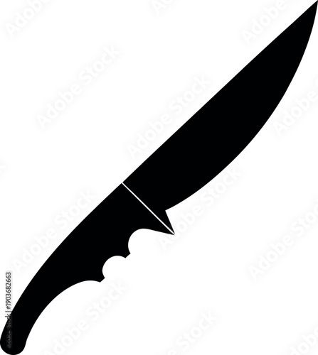 Tactical knife silhouette with ergonomic handle illustration