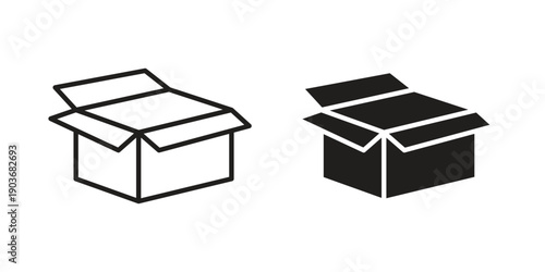 Open box icon vector on trendy design. Outline vector stock illustration.