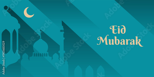 eid mubarak greeting card banner design vector illustration