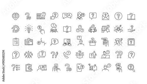Question and FAQ Line Icons Set, Help, Support, Inquiry, Information Symbols