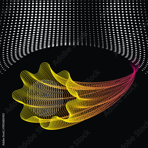 Vibrant Abstract Waveform with Gradient Colors on Black