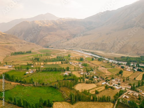 aerial view of Kyzyl Oi Village, Kyrgyzstan - 25th august 2025