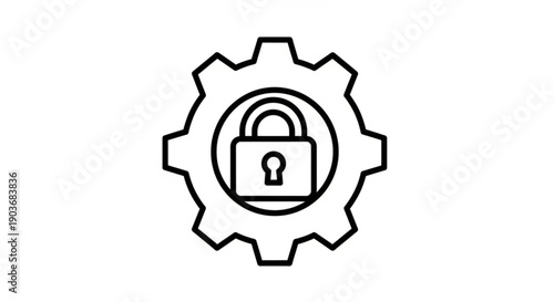 Secure settings icon with padlock and gear for data protection