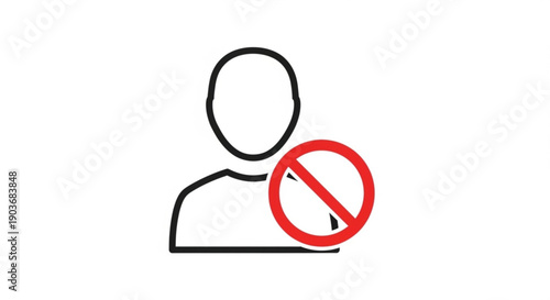 Prohibited person icon with red forbidden sign