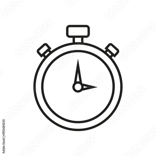 Minimalist stopwatch icon, simple line art, time measurement symbol, isolated on white background.