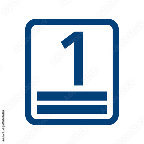 Modern blue number one sign with clean design