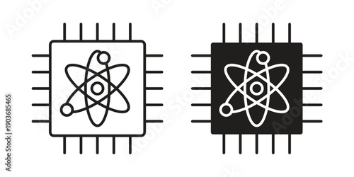 Quantum computing icon vector on trendy design. Outline vector stock illustration.