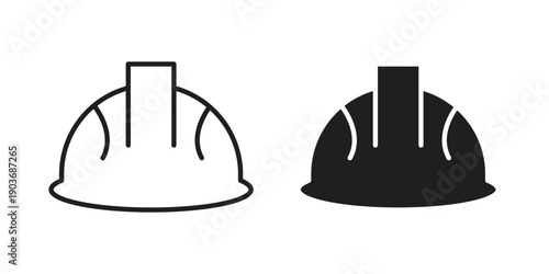 Safety helmet icon vector on trendy design. Outline vector stock illustration.