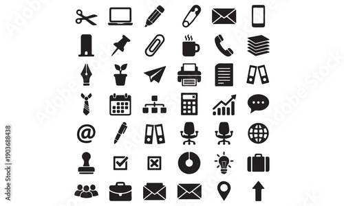 Office Teamwork and Business Meeting Illustration Set – Collaboration, Brainstorming, Presentation, Productivity, and Corporate Strategy