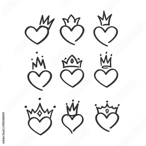 Set of red and pink heart icons vector illustration for love and Valentine design