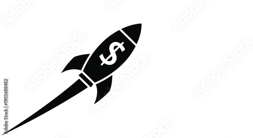 Rocket ship with dollar sign symbolizing financial growth and startup success