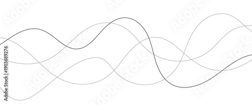 Technology abstract lines on white background. Undulate Grey Wave Swirl, frequency sound wave, twisted curve lines with blend effect