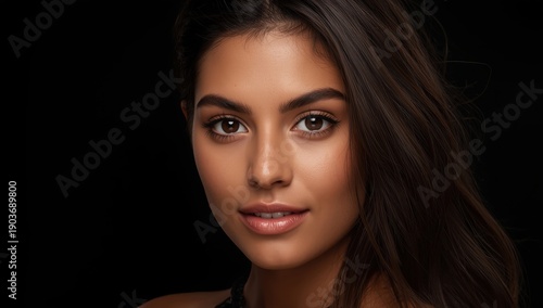 Image of an attractive brown-haired woman against a black background