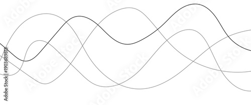 Technology abstract lines on white background. Undulate Grey Wave Swirl, frequency sound wave, twisted curve lines with blend effect