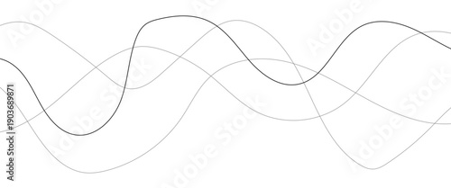 Technology abstract lines on white background. Undulate Grey Wave Swirl, frequency sound wave, twisted curve lines with blend effect