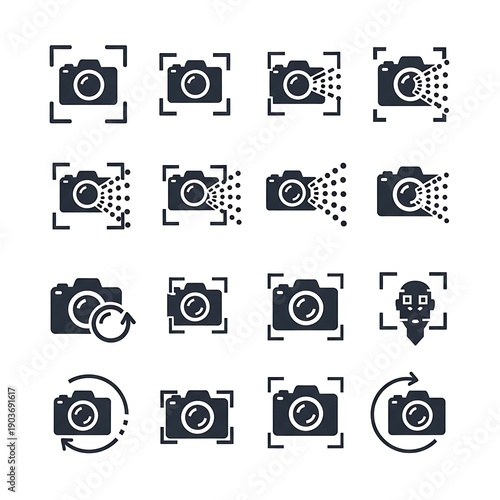 Camera Icon Set - Photography, Focus, and Technology Symbols.