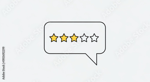 Rating speech bubble with four yellow stars and one gray star