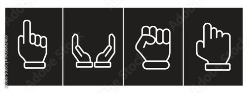 Hand line icon collection. Line art icons, editable strokes for web and mobile, isolated on white background, vector illustration.


