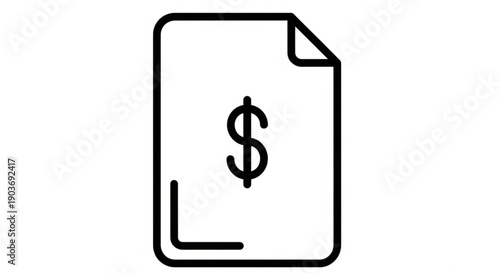 Financial document icon with dollar sign for business and accounting purposes