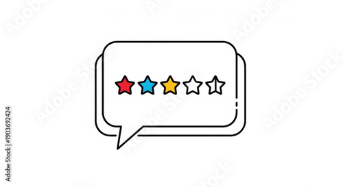 Colorful star rating in speech bubble for feedback