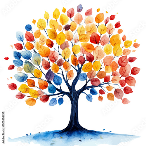 Quadro su tela Tree Of Life, watercolor clipart vector, isolated on a white background