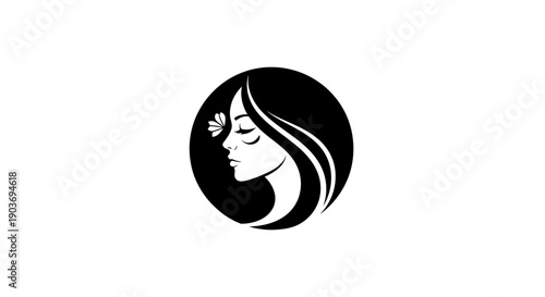 Elegant Woman Profile with Butterfly Symbolizing Beauty and Nature.