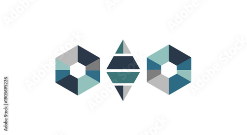 Modern Geometric Abstract Logo Icon with Hexagonal and Diamond Shapes