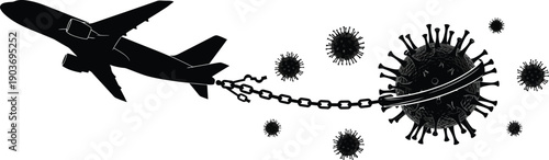 Airplane breaking free from coronavirus chains with dynamic motion