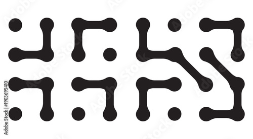 Set of black metabolic figures on a white background. Metabol. Geometric elements for creating logos, posters, banners, presentations. Isolated vector illustration.