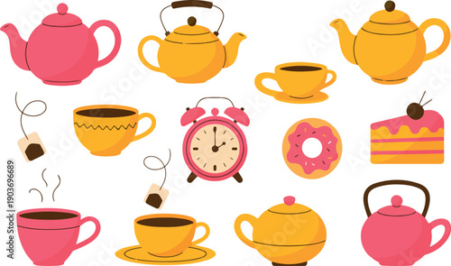 Tea Time and Breakfast Treats Vector