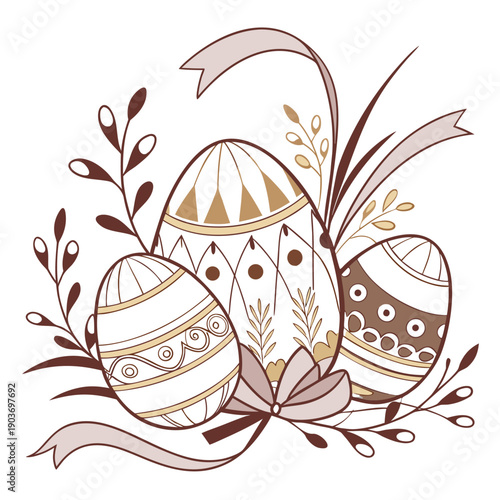 Decorative Easter Egg Bundle with Luxury Patterns - Elegant Ornate Egg Ornaments for High-End Seasonal Holiday Branding